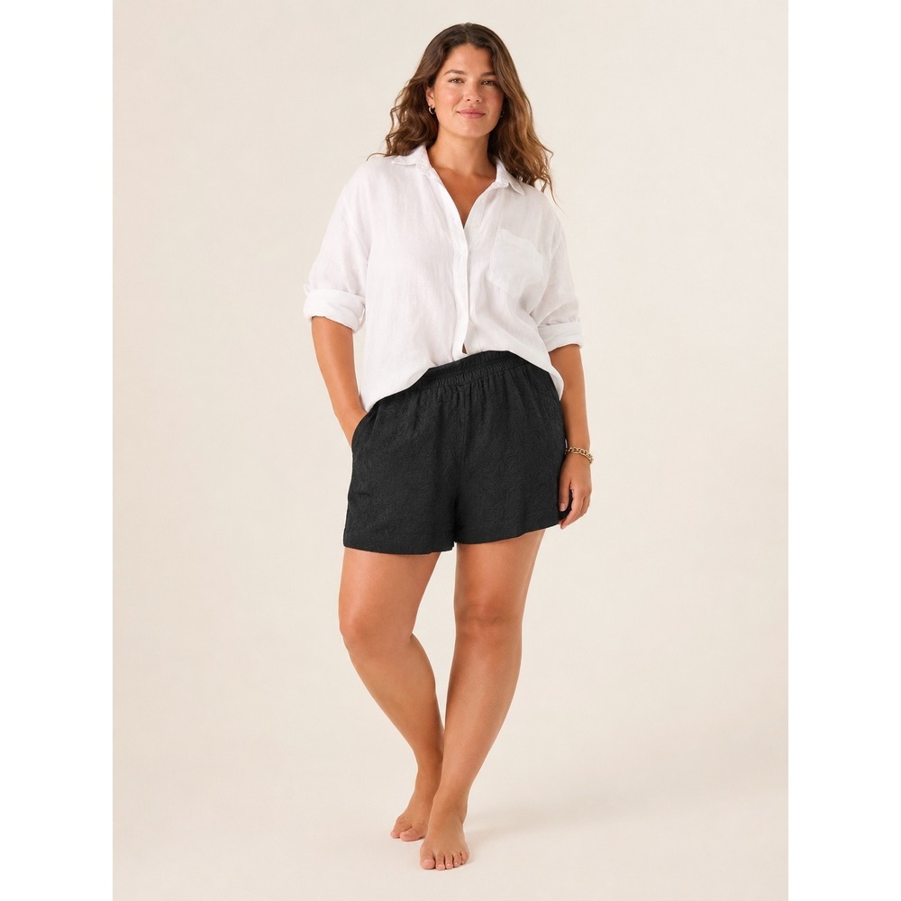 J.Crew Womens Textured Jacquard Pull On Shorts 16 NEW Boho Black Summer Cotton